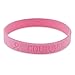 Forge Pink Ribbon Heart Breast Cancer Awareness Wristbands Hope Strength Courage Silicone Bracelets (10 Bracelets)
