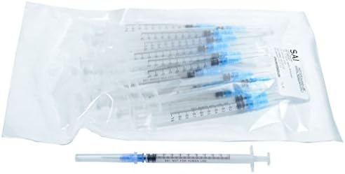 SAI Infusion Technologies 23G 1" Blunt needle attached to a 1cc syringe. Capped/ETO Exposed 25/pk -