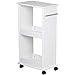 Topeakmart Mobile Storage Cart Toilet Shelf Space Saving Slim Rolling Bathroom Laundry Rack