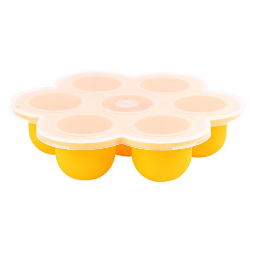 EH-LIFE Silicone Baby Food Freezer Tray with Clip-on Lid - Perfect Storage Container for Homemade Baby Food, Vegetable & Fruit Purees and Breast Milk - BPA Free & FDA Approved (Yellow)