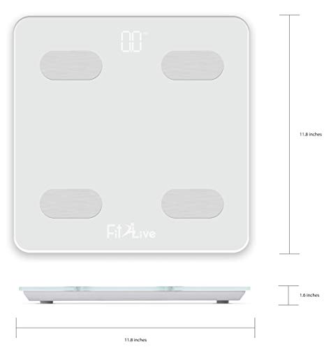 Bluetooth Smart Body Fat Scale- Fit2Live Digital Bathroom Weight Scale, Body Composition Analyzer, USB Rechargeable, with iOS and Android App for Body Weight, Fat, Water, BMI, BMR, Muscle Mass (White) - Thumbnail 4