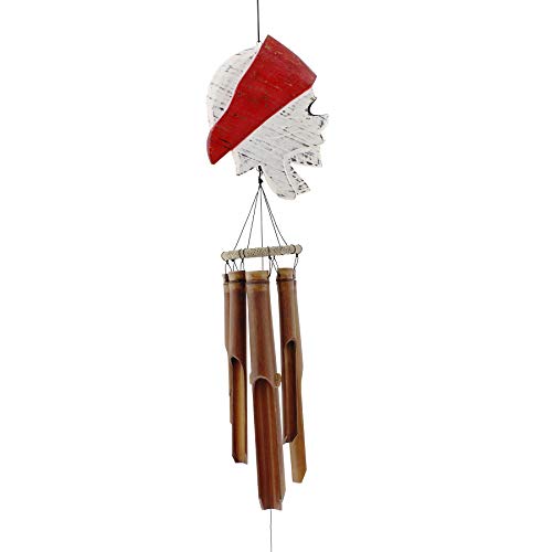 Cohasset Gifts 116PR Cohasset Red Pirate Head Bamboo Wind Chime, Distressed White