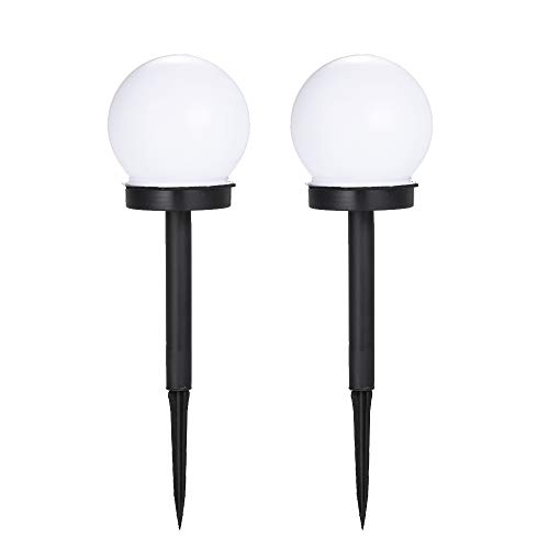 Lixada LED Solar Energy Powered Bulb Lamp Waterproof Outdoor Garden Street Solar Panel Ball Light Cold White 2Pcs (2 Pcs)