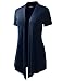 B.I.L.Y BILY Women's Classic Asymmetrical Front Short-Sleeve Drape Cardigan Navy XXX-Large