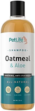 Pet Life Science Natural Dog Shampoo with Oatmeal and Aloe - Soothing Normal, Dry, Itchy or Sensitive Skin. Cruelty- Free and Made in USA - 20oz