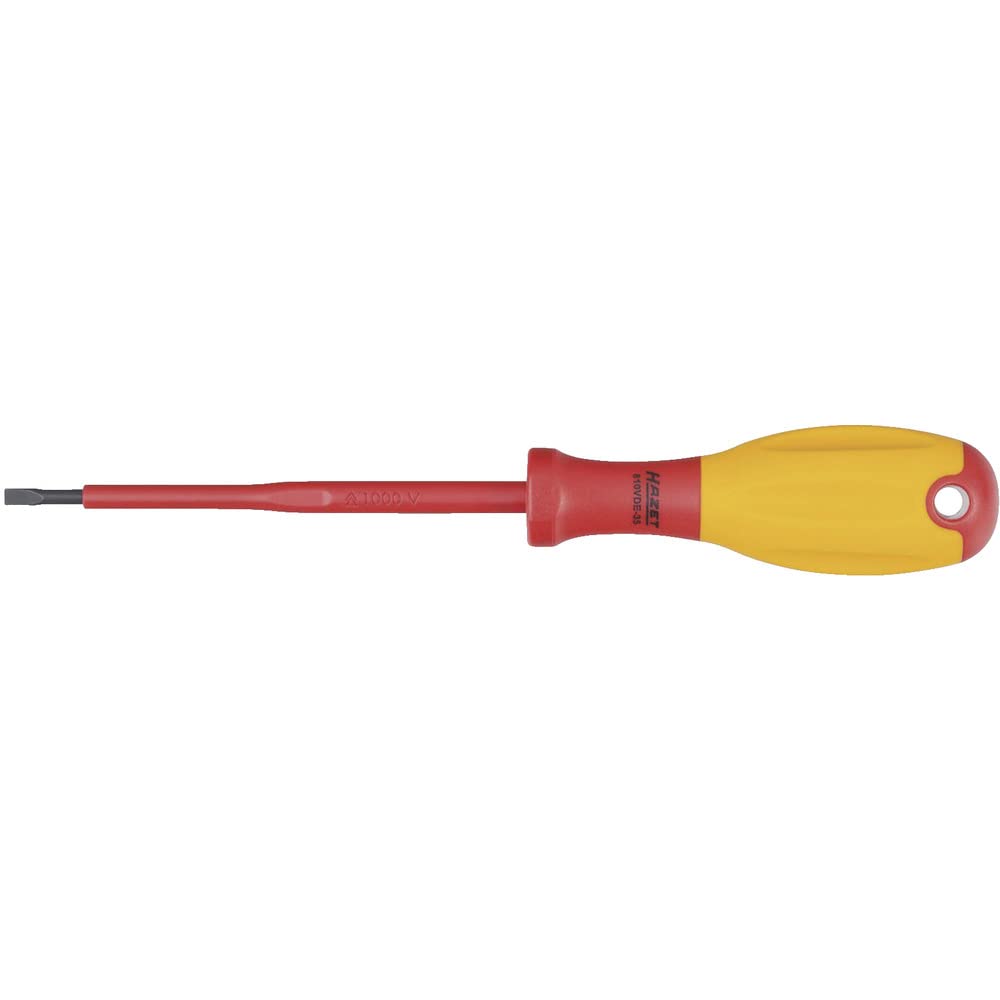 HAZET 810VDE-30 Slot Profile Screwdriver for Electricians with Protective Insulation and Burnished Tips - Multi-Colour