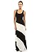 PattyBoutik Women Racerback Striped Maxi Dress (Black and Ivory White Medium)