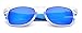 Colorful Retro Fashion Sunglasses - Translucent Clear Matte Frame - Color Mirrored Lenses - Clear & Blue