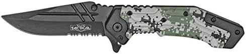 RAZOR TACTICAL Spring Assist Folding Knife, Green Digital Camo, 4.75"