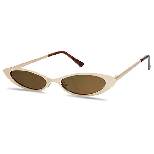 Colorful Tinted Cat Eye Sunglasses Small Narrow Oval Vintage 90 s Shades (Gold Frame | Brown) Colorful Tinted Cat Eye Sunglasses Small Narrow Oval Vintage 90 s Shades (Gold Frame | Brown)