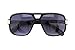 Classic Square Frame Plastic Flat Top Aviator with Metal Trimming Sunglasses (Gloss Black Gold, Black)