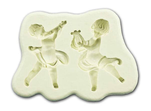 Musical Cherubs with Flute and Harp Mould Small