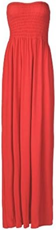 Girls Walk Women's Plus Size Plain Boob Tube Bandeau Sheering Maxi Dress