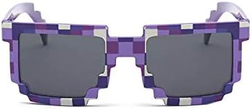 Kizrr - Kids Size - Purple 8-Bit Pixel Pixelated Gamer Sunglasses - Retro Geeky Thug Life