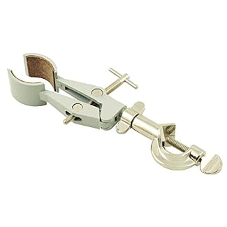 Eisco Labs Universal Clamp, Cork Lined Prongs -Holds Objects up to 2.3″ [60mm] Wide – with Boss Head (Rods up to .59″ [15mm] Diameter)