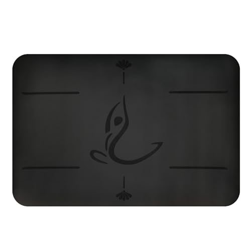 Photo 1 of Yoga Mat – Free Yoga Bag Included - Patented Alignment System, Warrior-like Grip, Non-slip, Eco-friendly and Biodegradable, sweat-resistant, long, wide, 23.62x15.74x0.17 Inch Black (Pack of 1)