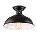 HMVPL Industrial Close to Ceiling Lamp, Metal Black Semi Flush Mounted Pendant Lighting Fixture Farmhouse Edison Light for Kitchen Island Dining Room Foyer Hallway Entryway (Set of 2)