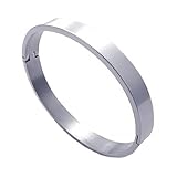KONOV Polished Stainless Steel Bangle Cuff Bracelet, Unisex Mens Womens, Color Silver