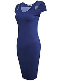 TAM WARE - Vestido de malla con cuello en V para mujer