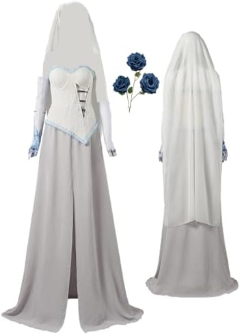 Amazon.com: Howenlthy Womens Corpse Bride Cosplay Costume Emily Wedding  Dress Suit Ghost Bride Halloween Outfit Gothic Corset Top Set (Light  Purple, X-Small) : Clothing, Shoes & Jewelry