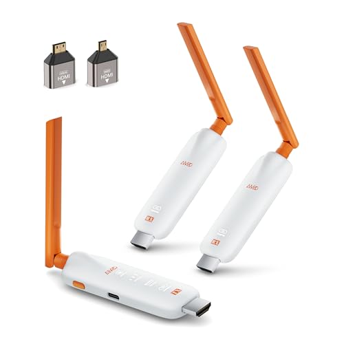 HDMI Wireless Transmitter and 2 Receivers, Up to 6 RX, TIMBOOTECH 5G Wireless HDMI with LED Display, 1080P@60Hz, 165ft/50m for Laptop, TV Box, Camera to Projector/TV/Monitor/Mobile