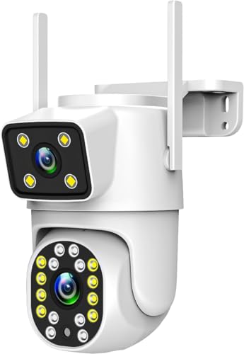 Technaxx Dual Lens 2MP+2MP Outdoor WiFi IP Camera TX-328 - Pan/Tilt 270°/90°, Kleur Nachtzicht, 2-weg Audio, Bluetooth, Bewegingsdetectie & Tracking, IP65, SD-kaartsleuf (128GB)