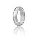 ROQ Silicone Rubber Wedding Ring for Women, Dome Solid Glitter & Metallic, Rubber Silicone Wedding Band, Anniversary Rings, Promise Ring, 5.5mm Wide 2mm Thick, Single, Silver, Size 10