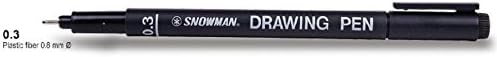SNOWMAN PIN DRAWING PEN WATER BASED PIGMENT INK BLACK 0.3 mm