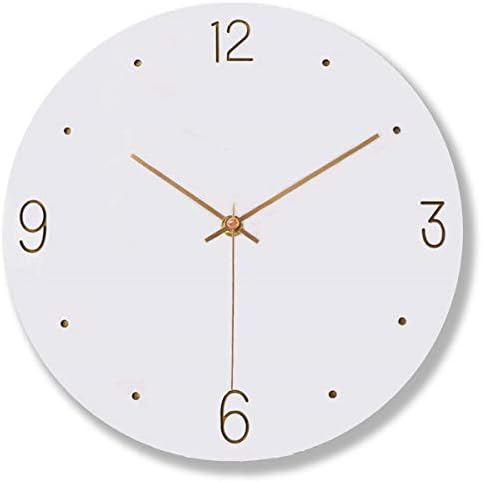 Foxtop Simple Modern Decorative Wooden Wall Clock Silent Non-Ticking Quartz Battery Operated Clock White 12"