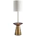 Amazon Brand – Rivet Mid Century Modern Floor Lamp and Round Wood Table with Light Bulb and Linen Shade - 60 Inches, Brass