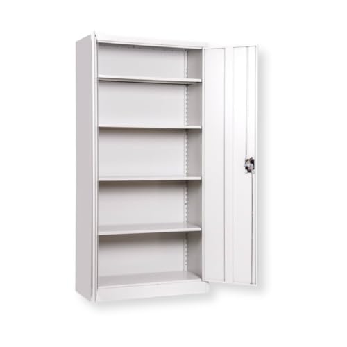 EKE Locker Metalico Gabinete Metalico Tipo Closet para Oficina Hogar Organizador Resguardo de Documtentos Armario de Almacenamiento con Puertas Entrepaños Ajustables Papeleria Hogar (Gris)