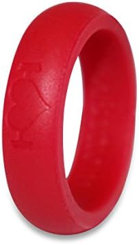 Silicone Wedding Rings for Women, Silicone Rings Perfect for Crossfit, Wods, Sports, Outdoors. Replace Your Wedding Band with a Hypoallergenic, Medical Grade Silicone Wedding Ring. (Red, 6)