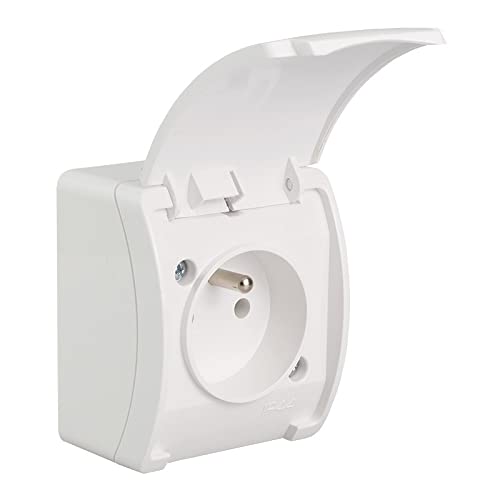 Koala Socket Single Z/U (2P + Z) N/T IP44 White with Flap White VG 161-01 61.371 Electro-plast Spatula 5901769015975