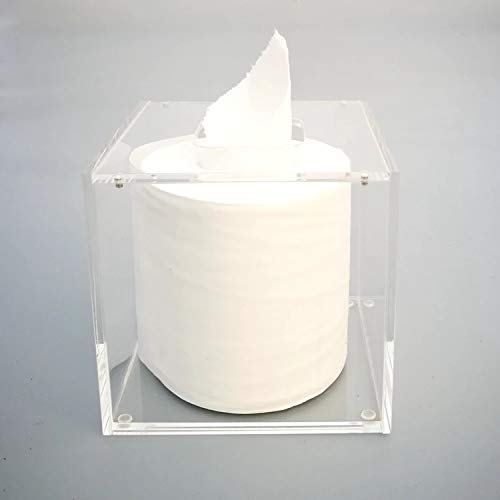 Doublelife Facial Tissue Dispenser Square Box Cover Holder Clear Acrylic Napkin Storage Box 4.92 x 4.92 x 4.72inch for Bathroom, Kitchen and Office Room - Thumbnail 6