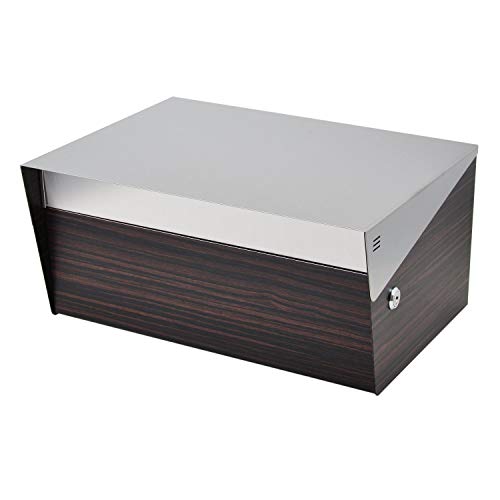 Wide DR - Stainless Steel Wall Mount Modern Design Mailbox with Lock and Key Extra Large Letterbox Rust Proof for Modern Home House Apartment Rural Roadside 12" x 16" x 8" (Ebony Wood)