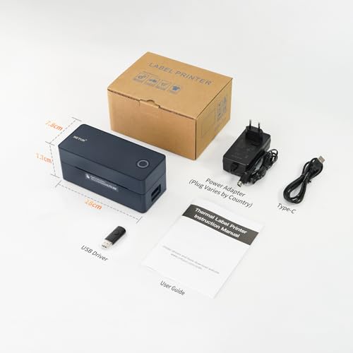 NETUM Bluetooth and USB Thermal Label Printer, 100 x 150 mm, High Speed Direct Thermal Printer for Shipping Labels, Barcodes, Compatible with Amazon, Etsy, Logistics and Warehouse