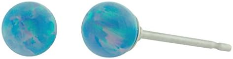 Trustmark 925 Sterling Silver 4mm Cornflower Blue Created Opal Ball Stud Post Earrings, Carrie