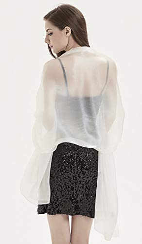 Alivila.Y Fashion Womens Organza Bridal Evening Soft Wrap Scarf Shawl-White Organza - Thumbnail 5
