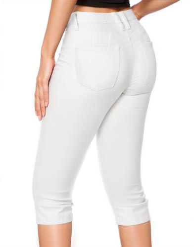 Hybrid & Company Women's Butt Lift Super Comfy Stretch Denim Capri Short Jeans Q43301X White 18 Plus at Amazon