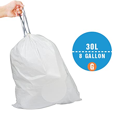 Code G (200 Count) 8 Gallon/30 Liter Heavy Duty Drawstring Plastic