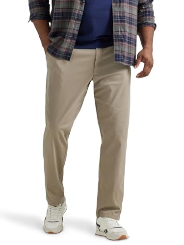 Lee Men's Big & Tall Extreme Motion Flat Front Relaxed Taper Pant Khaki 50W x 2…