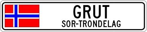 Grut, Sor-Trondelag - Norway Flag City Sign - 3"X12" Metal Sign