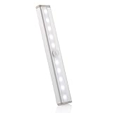 LEDMO Closet Night Lighting Bar with Battery Operated, Led Motion Sonser Under Cabinet Lights, Magnetic Absorption 10-LEDs, White
