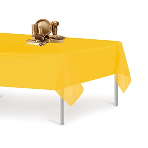 Yellow 6 Pack Premium Disposable Plastic Tablecloth 54 Inch. x 108 Inch