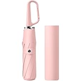 erised's bifrost Compact Folding Umbrella Carabiner Handle Coating Layer Fabric Blocking UV Protection 99.9%/Car/Small Travel Backpack/Lightweight Portable/Rain Sun Anti UPF 50/Men Women Kids