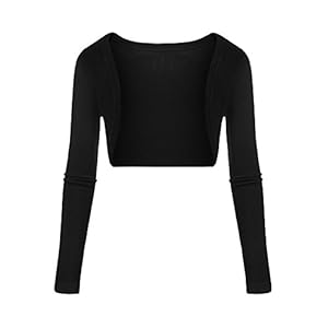 Parabler Bolero voor dames, lange mouwen, feestelijk, schouderjack, kort gebreid vest, blazer, shrug cardigan, top