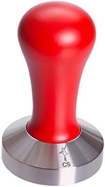 Coffee Tamper Standard for Espresso, Stainless Steel and Handle from solid wood (57mm, Red)