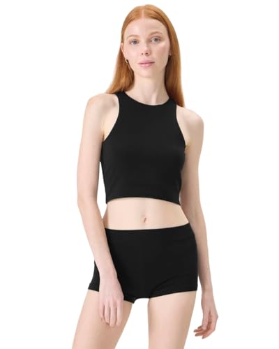 florence by mills Women's Bright Side Crop Racerback Tank Top, Black, XX-Small