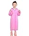 Aircee Age 6~12 Kids Transparent Hooded Jacket Long Raincoat Cover Long Rainwear (Pink)