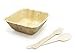Party Disposable Bowls Dinnerware Set of 75 - Palm Leaf Plates (25) - 16 oz Square Deep Dishes, Wooden Forks(25) & Spoons (25) - Compostable. Great For Wedding, Camping, Birthday, Holidays